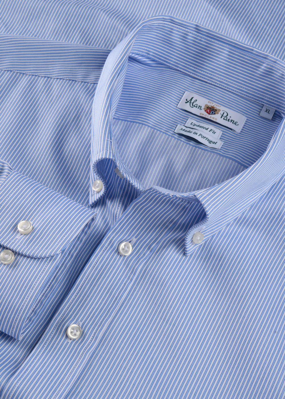 Men's Cotton Long Sleeve Shirt in Blue Striped
