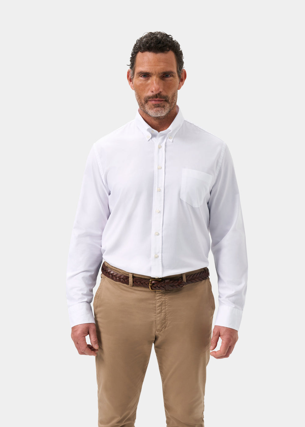 Men's Cotton Long Sleeve Shirt in White