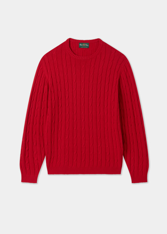 Men's Cotton Cashmere Crew Neck Jumper in Red