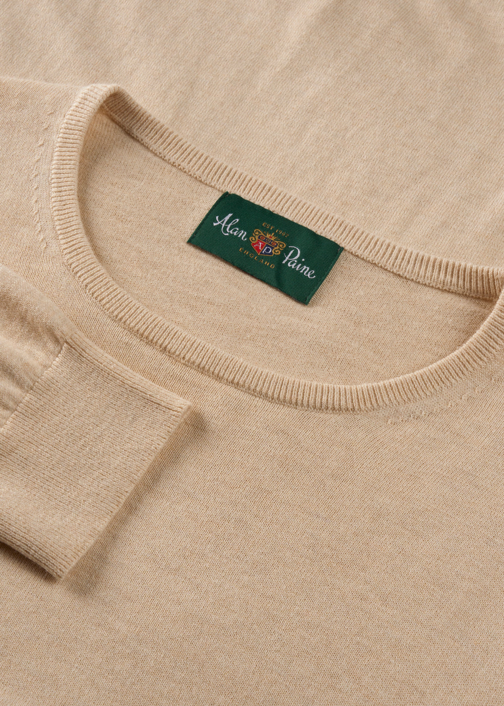 Men's Cotton Cashmere Crew Neck Jumper in Beige