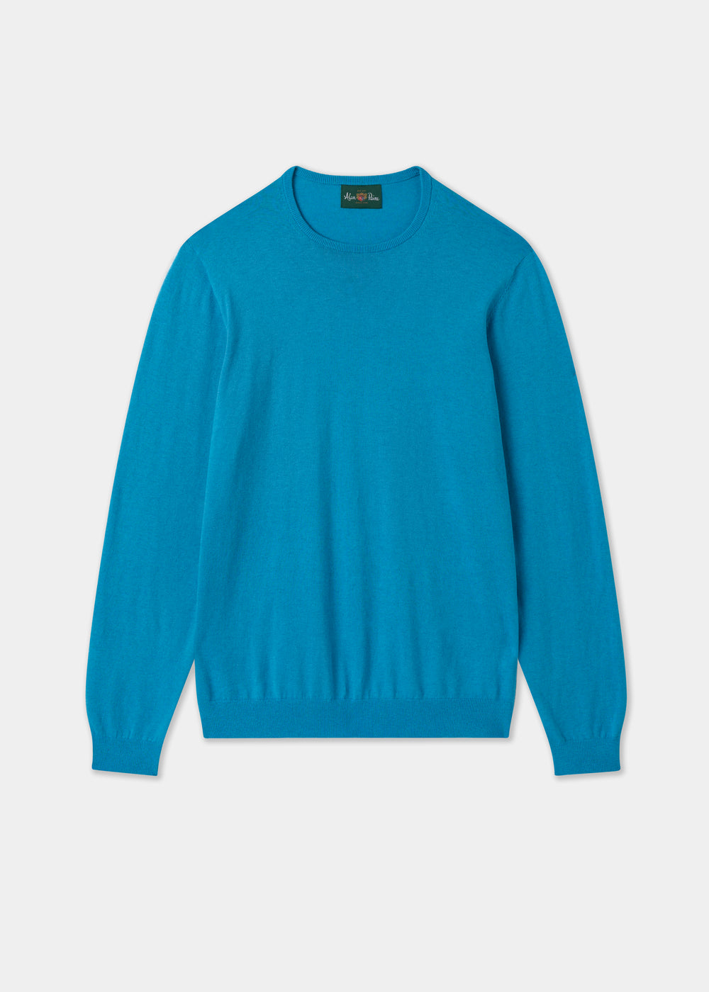 Men's Cotton Cashmere Crew Neck Jumper in Bright Blue