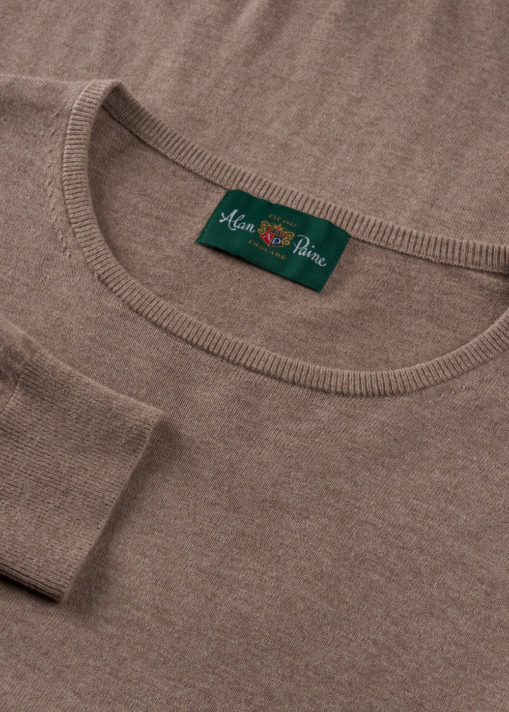Men's Cotton Cashmere Crew Neck Jumper in Brown