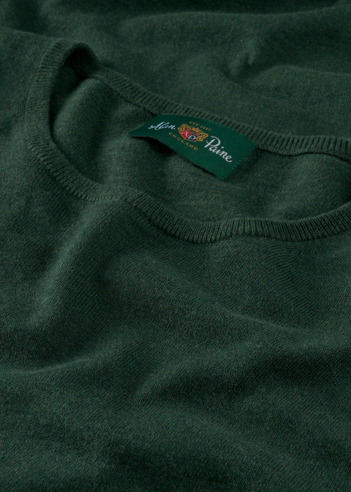 Men's Cotton Cashmere Crew Neck Jumper in Dark Green