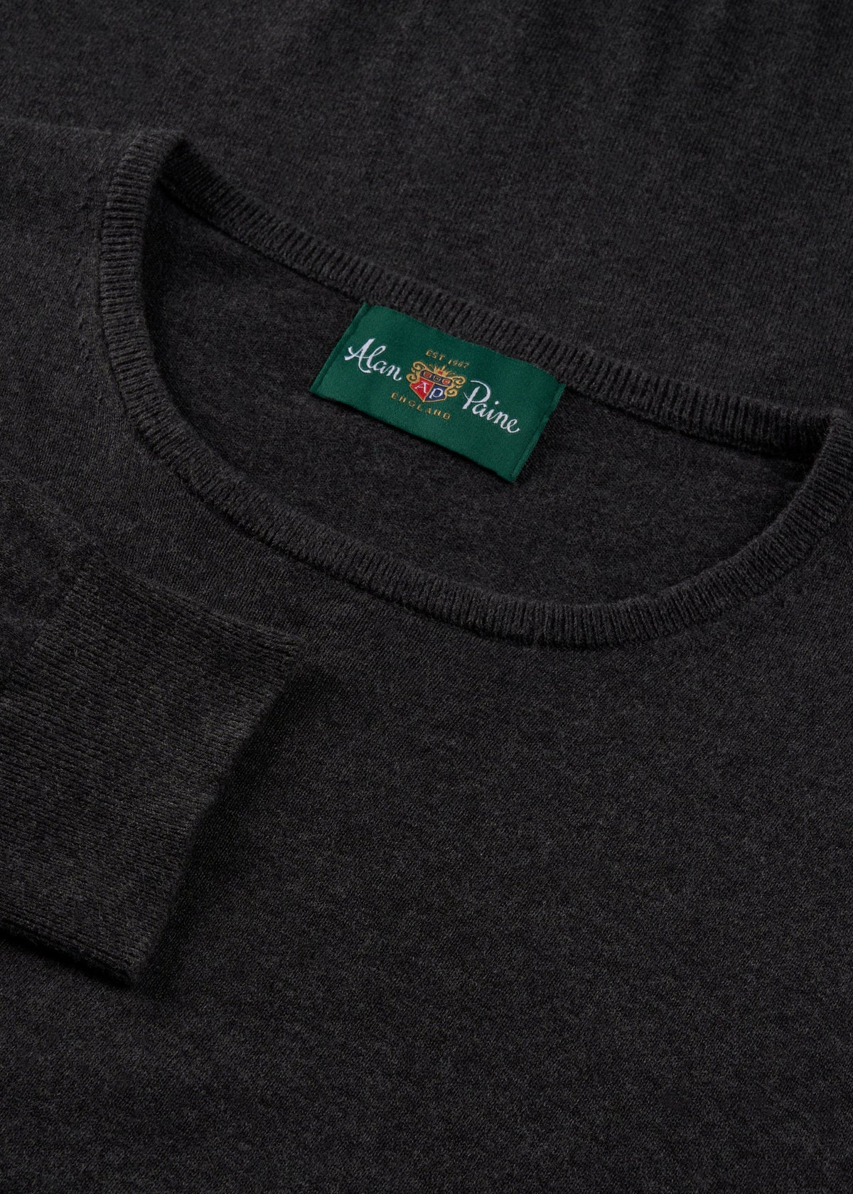Men's Cotton Cashmere Crew Neck Jumper in Dark Grey