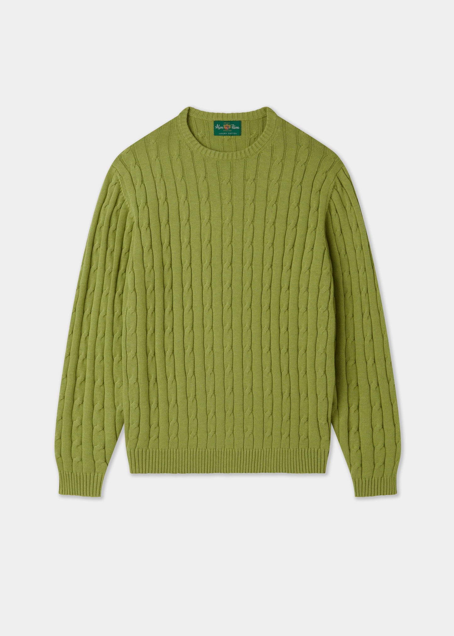 Men's Cotton Cashmere Crew Neck Jumper in Green