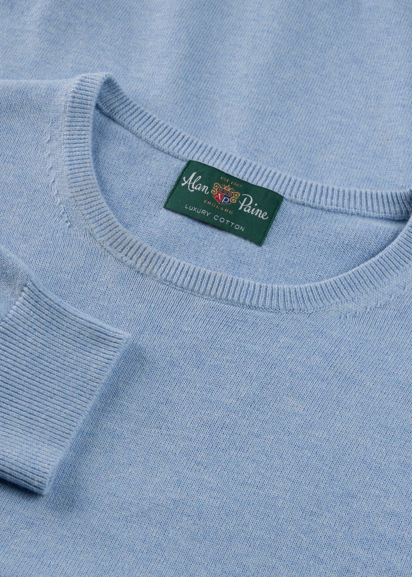 Men's Cotton Cashmere Crew Neck Jumper in Light Blue