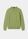 Men's Cotton Cashmere Crew Neck Jumper in Pale Green