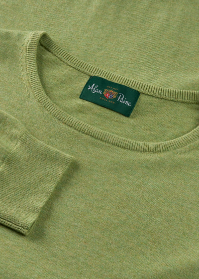Men's Cotton Cashmere Crew Neck Jumper in Pale Green