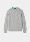 Men's Cotton Cashmere Crew Neck Jumper in Light Grey