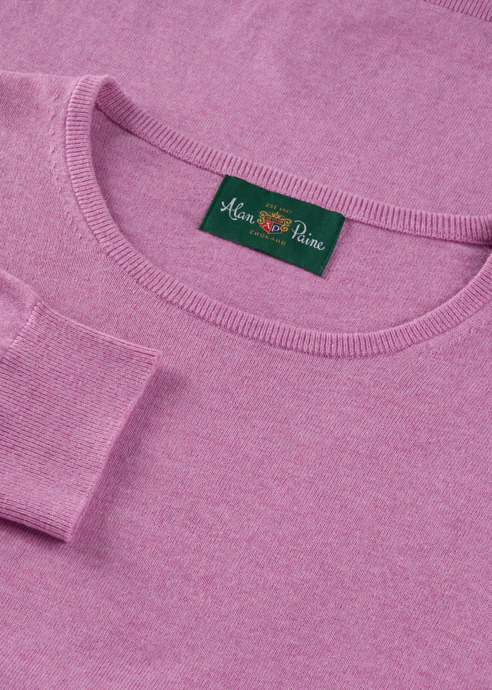 Men's Cotton Cashmere Crew Neck Jumper in Pale Purple