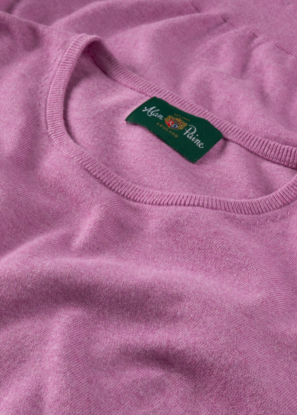 Men's Cotton Cashmere Crew Neck Jumper in Pale Purple