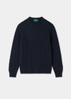 Men's Cotton Cashmere Crew Neck Jumper in Dark Navy