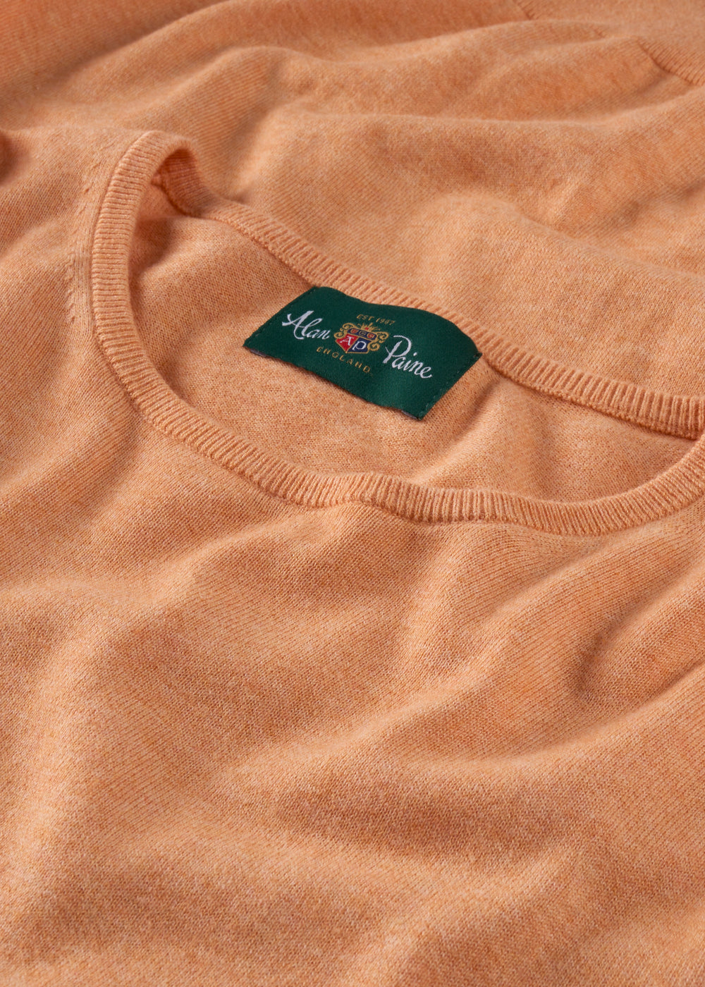 Men's Cotton Cashmere Crew Neck Jumper in Pale Orange