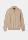 Mens Cotton Cashmere Quarter Zip Jumper in Beige