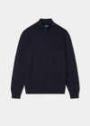 Men's Cotton Cashmere Quarter Zip Jumper in Navy