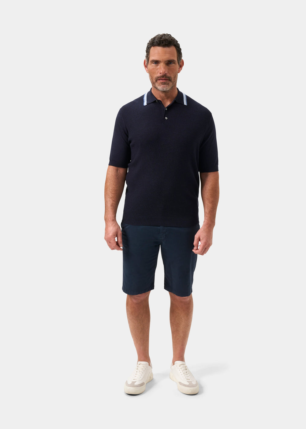 Men's Cotton Cashmere Polo Shirt in Navy