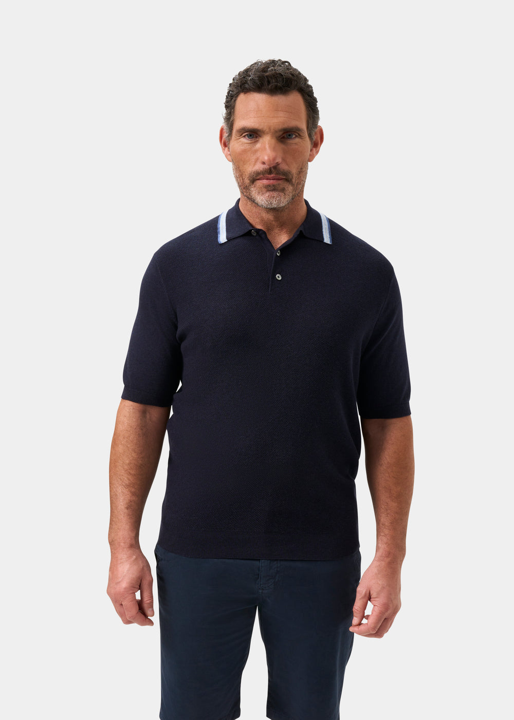Men's Cotton Cashmere Polo Shirt in Navy