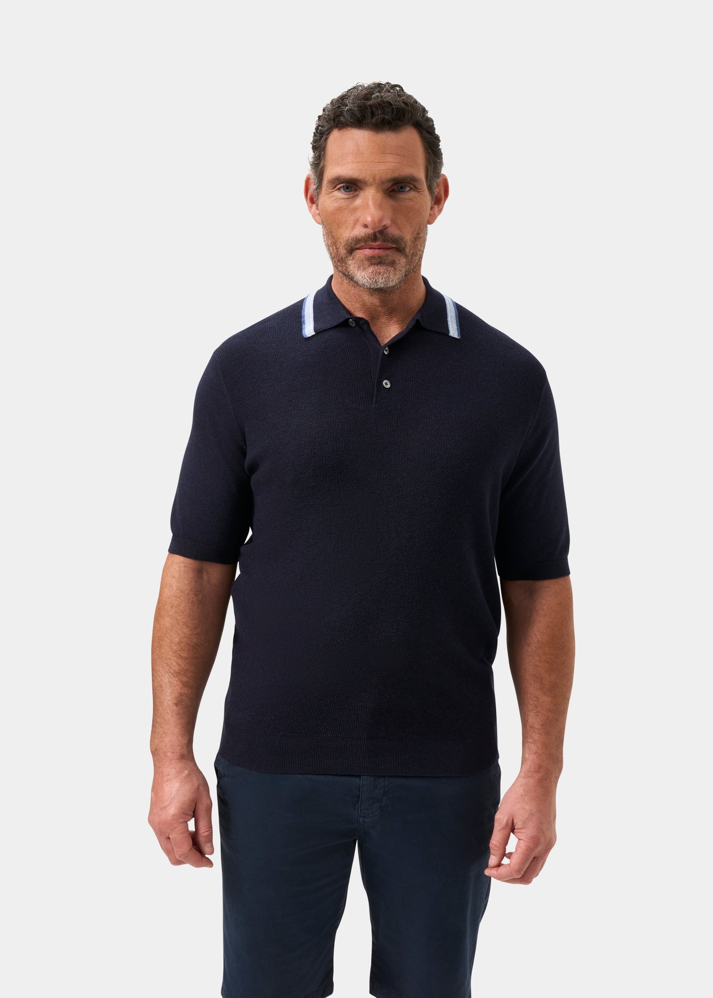 Men's Cotton Cashmere Polo Shirt in Navy