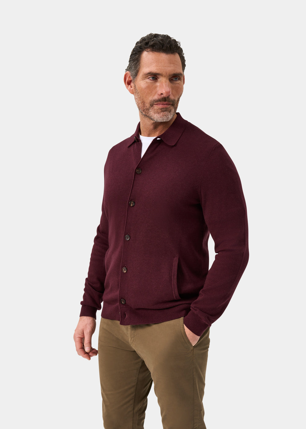 Men's Cotton Cashmere Collared Shirt in Purple