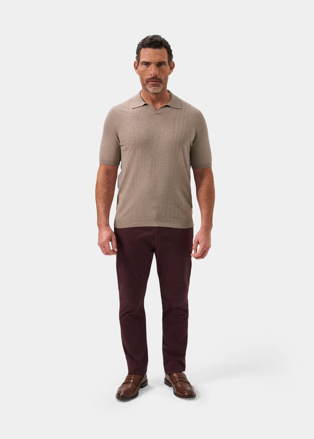 Men's Cotton Short Sleeve Jumper in Brown