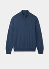 Men's Cotton Merino Quarter Zip Neck Jumper in Denim