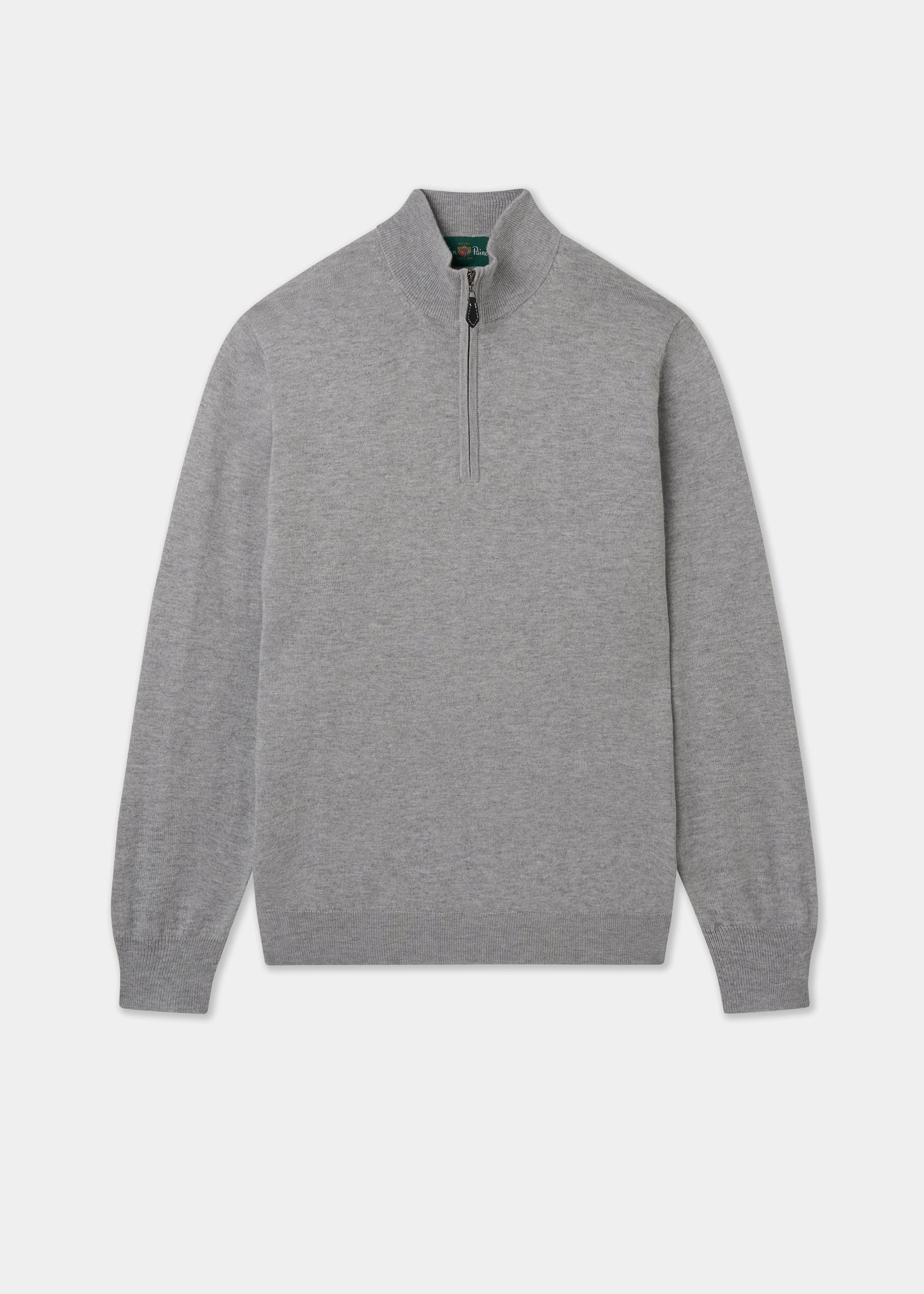Men's Cotton Merino Quarter Zip Neck Jumper in Light Grey