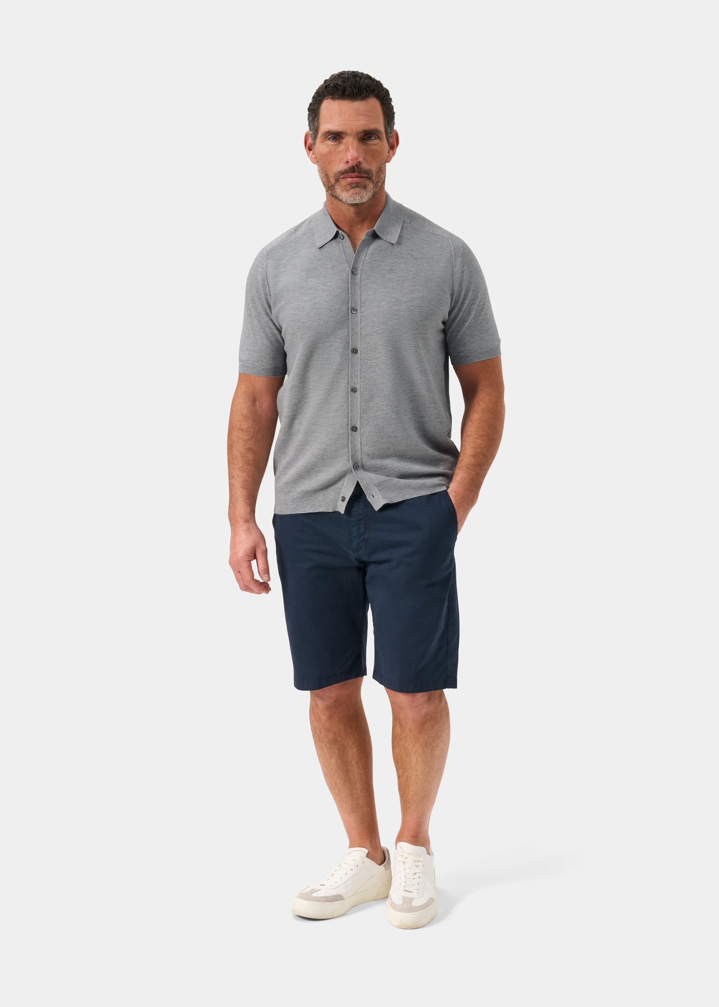 Men's Cotton Merino Shirt in Light Grey