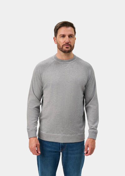 Saddington Cotton Merino Crew Neck Sweatshirt In Light Grey Mix