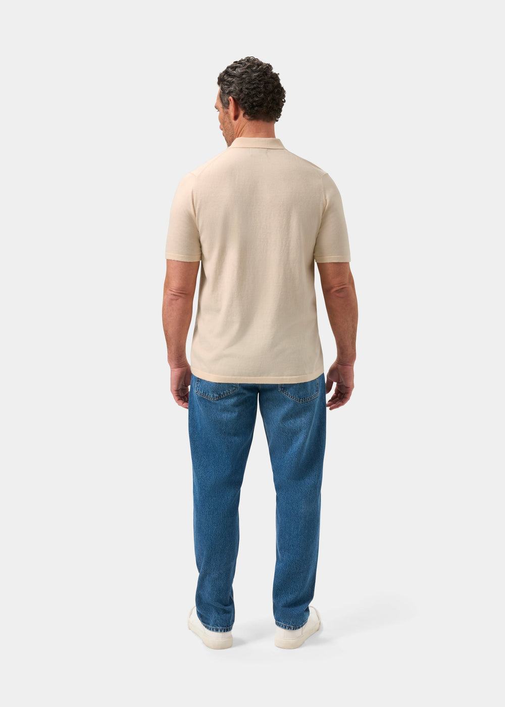 Men's Cotton Polo Shirt in Cream