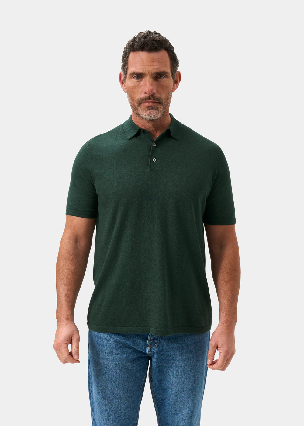Men's Cotton Polo Shirt in Dark Green