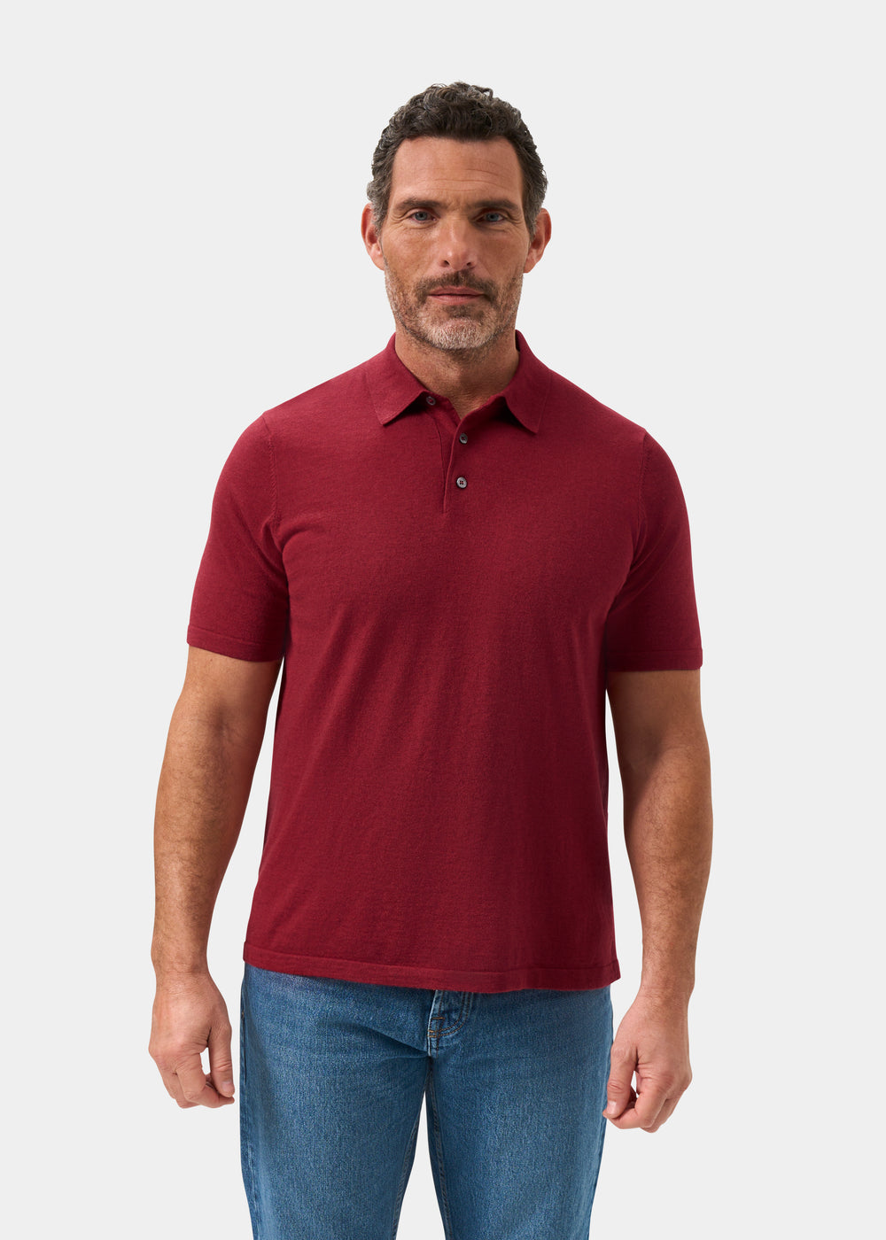 Men's Cotton Polo Shirt in Dark Red