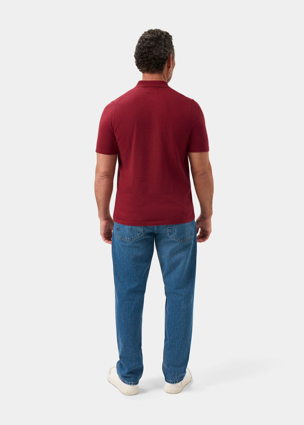 Men's Cotton Polo Shirt in Dark Red