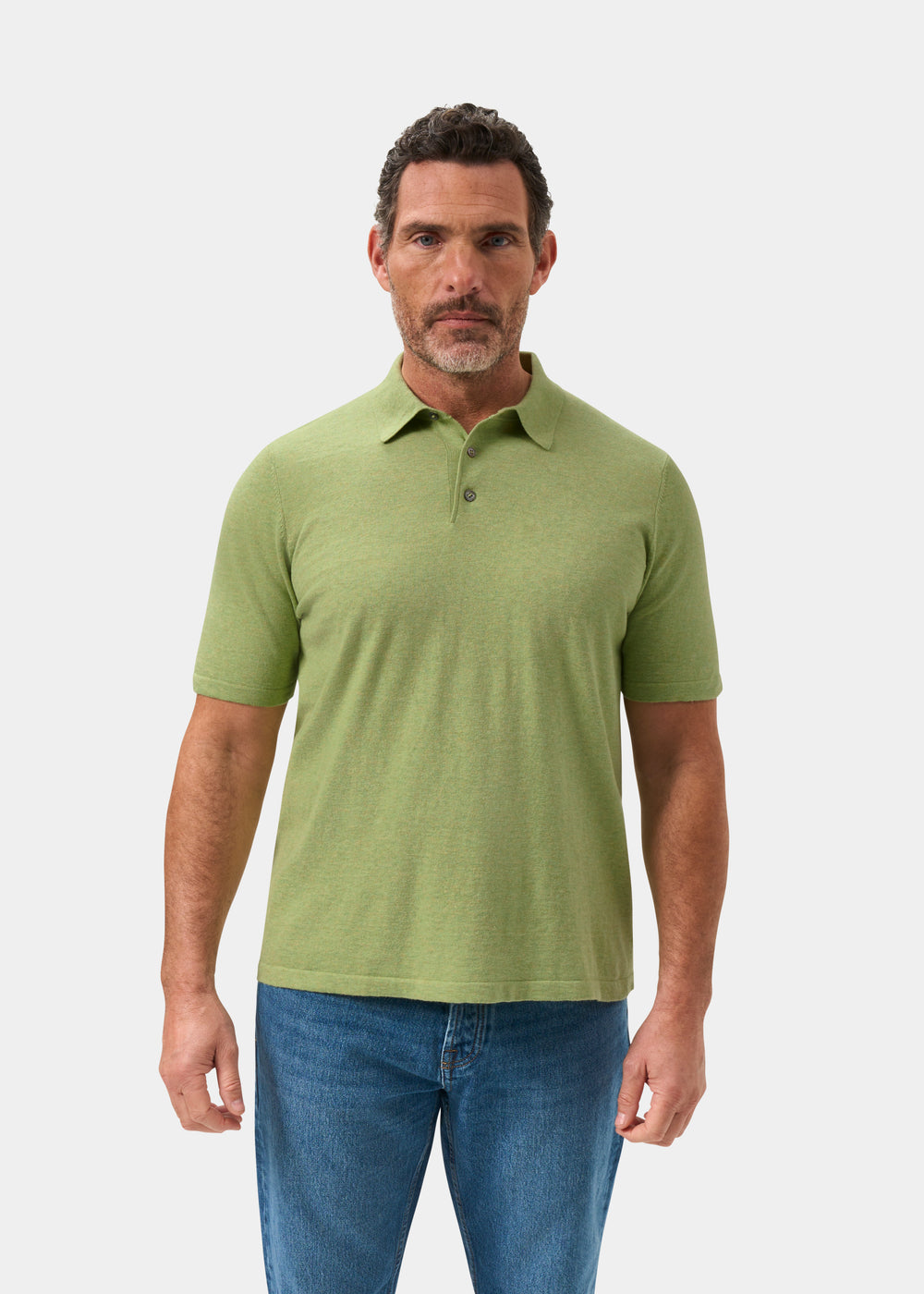 Men's Cotton Polo Shirt in Light Green