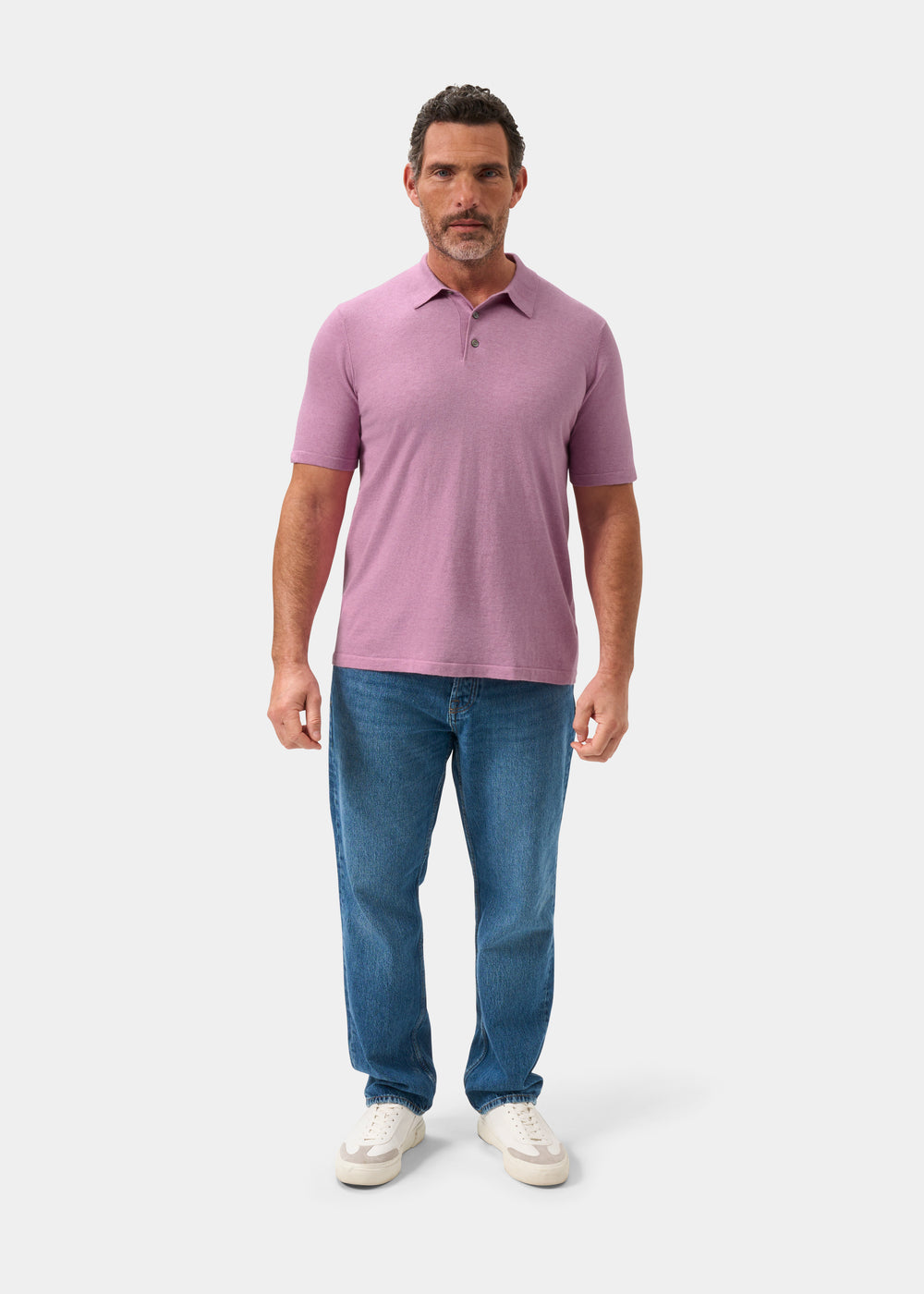Men's Cotton Polo Shirt in Light Purple
