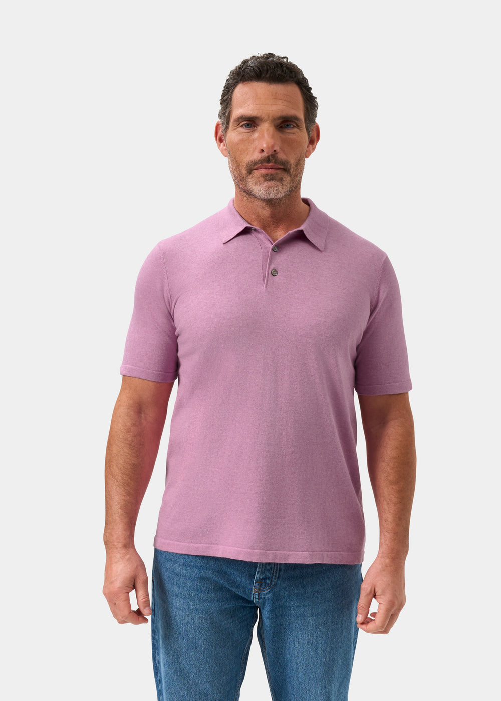 Men's Cotton Polo Shirt in Light Purple