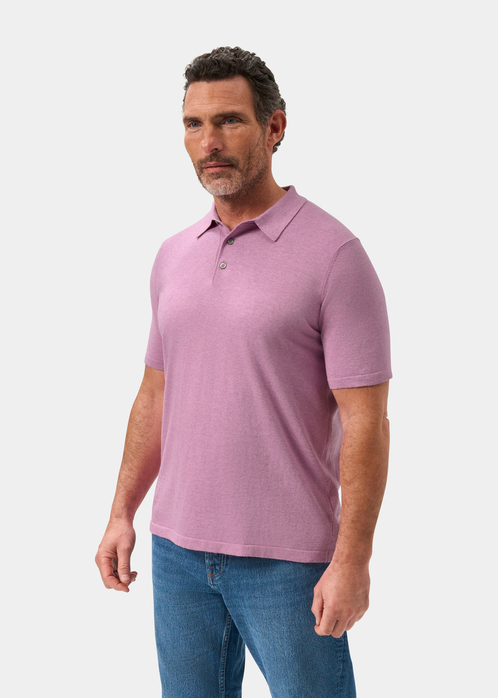 Men's Cotton Polo Shirt in Light Purple