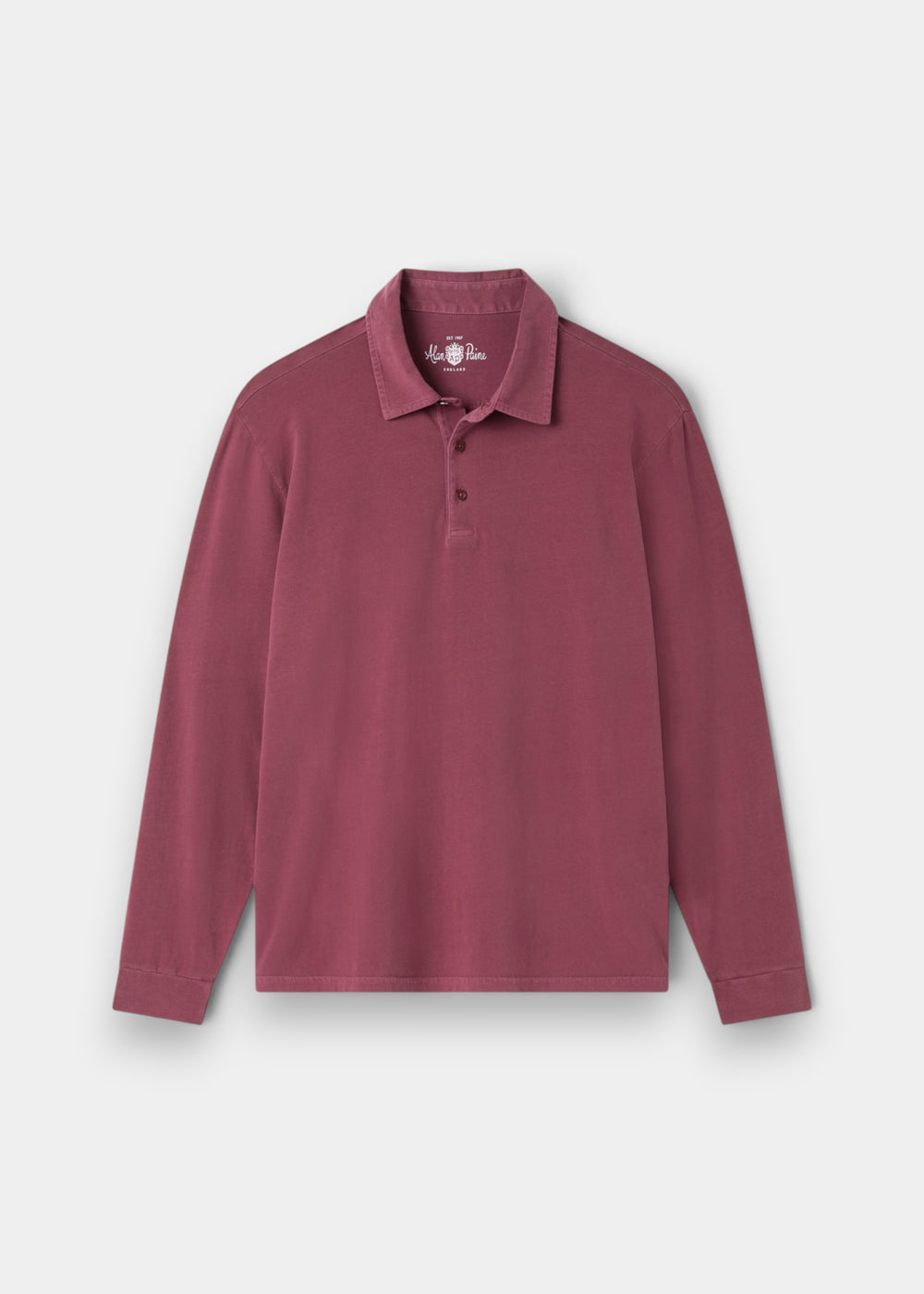 Storwood Cotton Long Sleeve Polo Shirt In Claret - Regular Fit