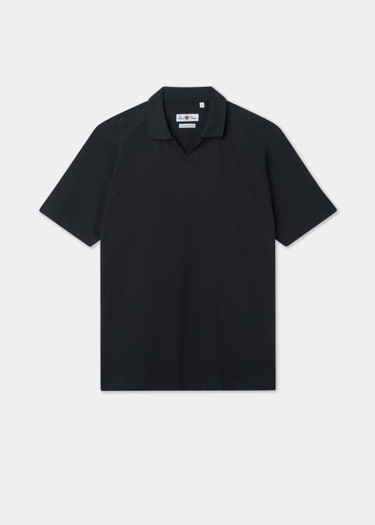 Men's Cotton Open Collar Polo Shirt in Black