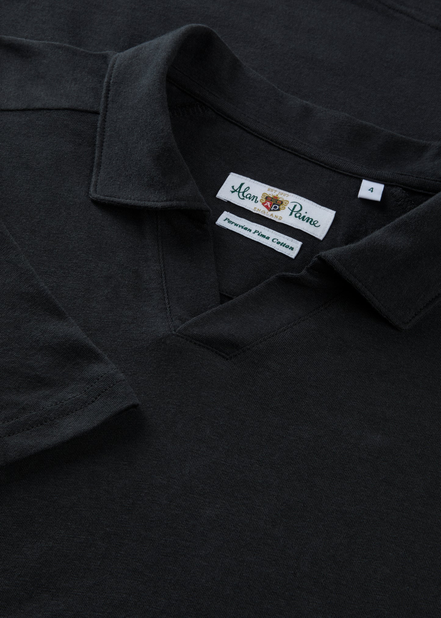 Men's Cotton Open Collar Polo Shirt in Black