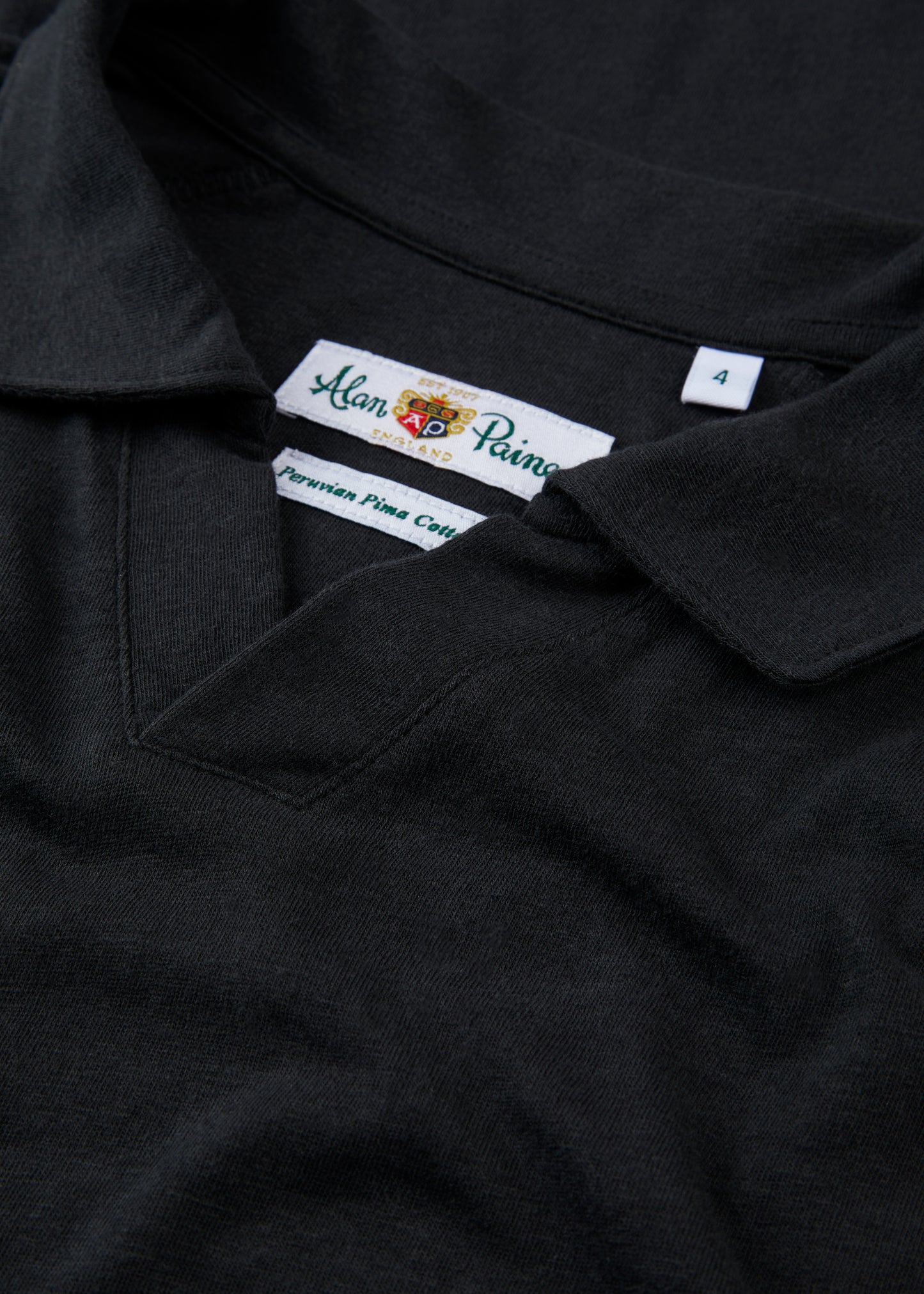 Men's Cotton Open Collar Polo Shirt in Black