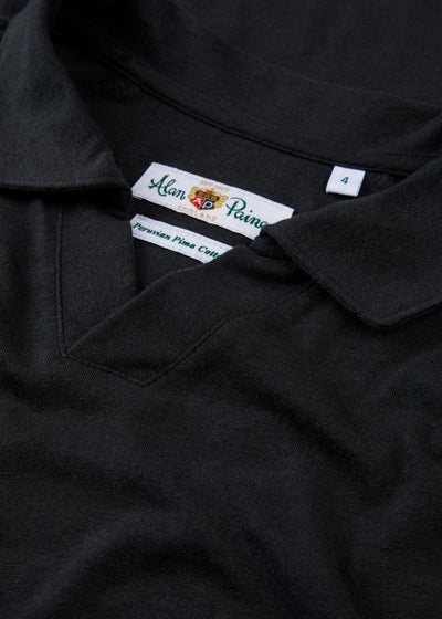 Men's Cotton Open Collar Polo Shirt in Black