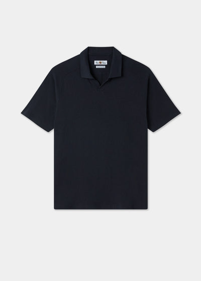 Men's Cotton Open Collar Polo Shirt in Navy