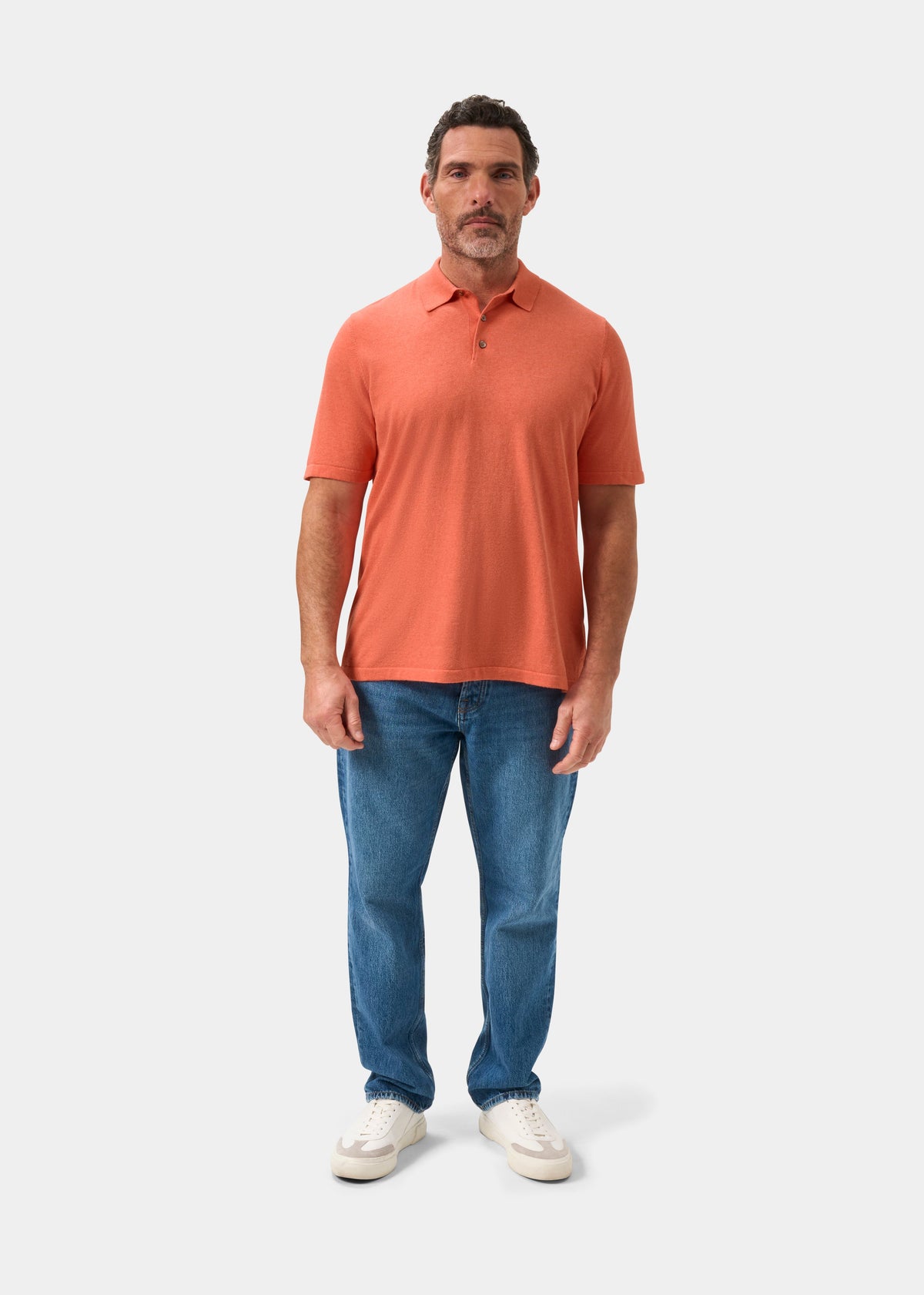 Men's Cotton Polo Shirt in Coral