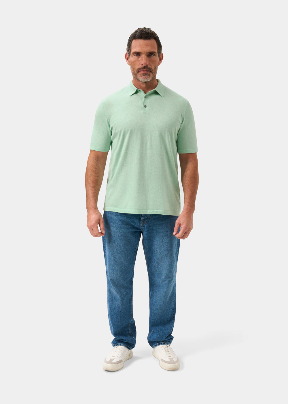 Men's Cotton Polo Shirt in Pale Green