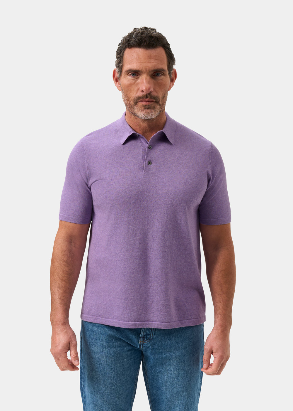 Men's Cotton Polo Shirt in Pale Purple