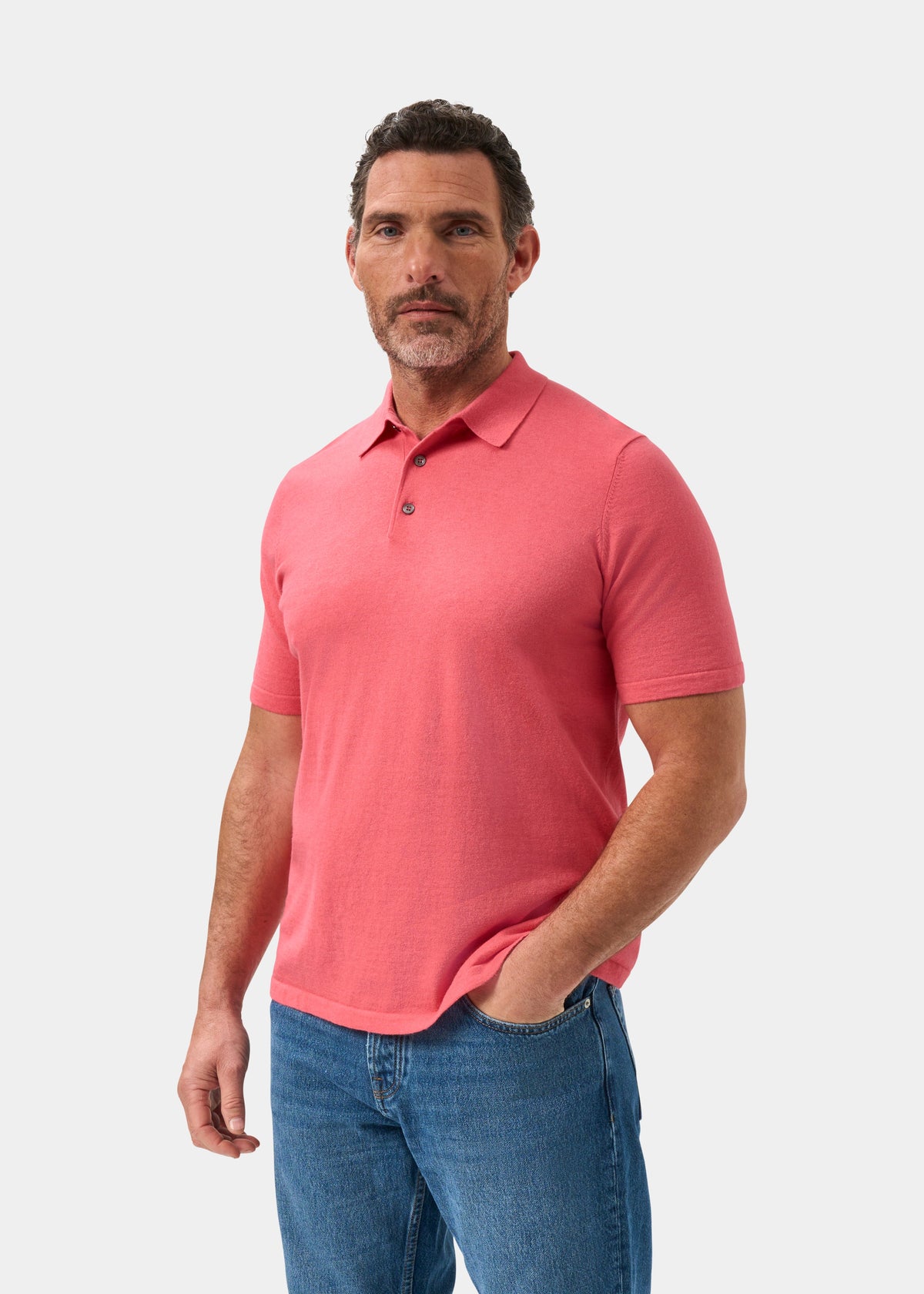 Men's Cotton Polo Shirt in Pink