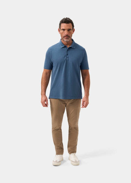 Men's Pique Cotton Polo Shirt in Blue