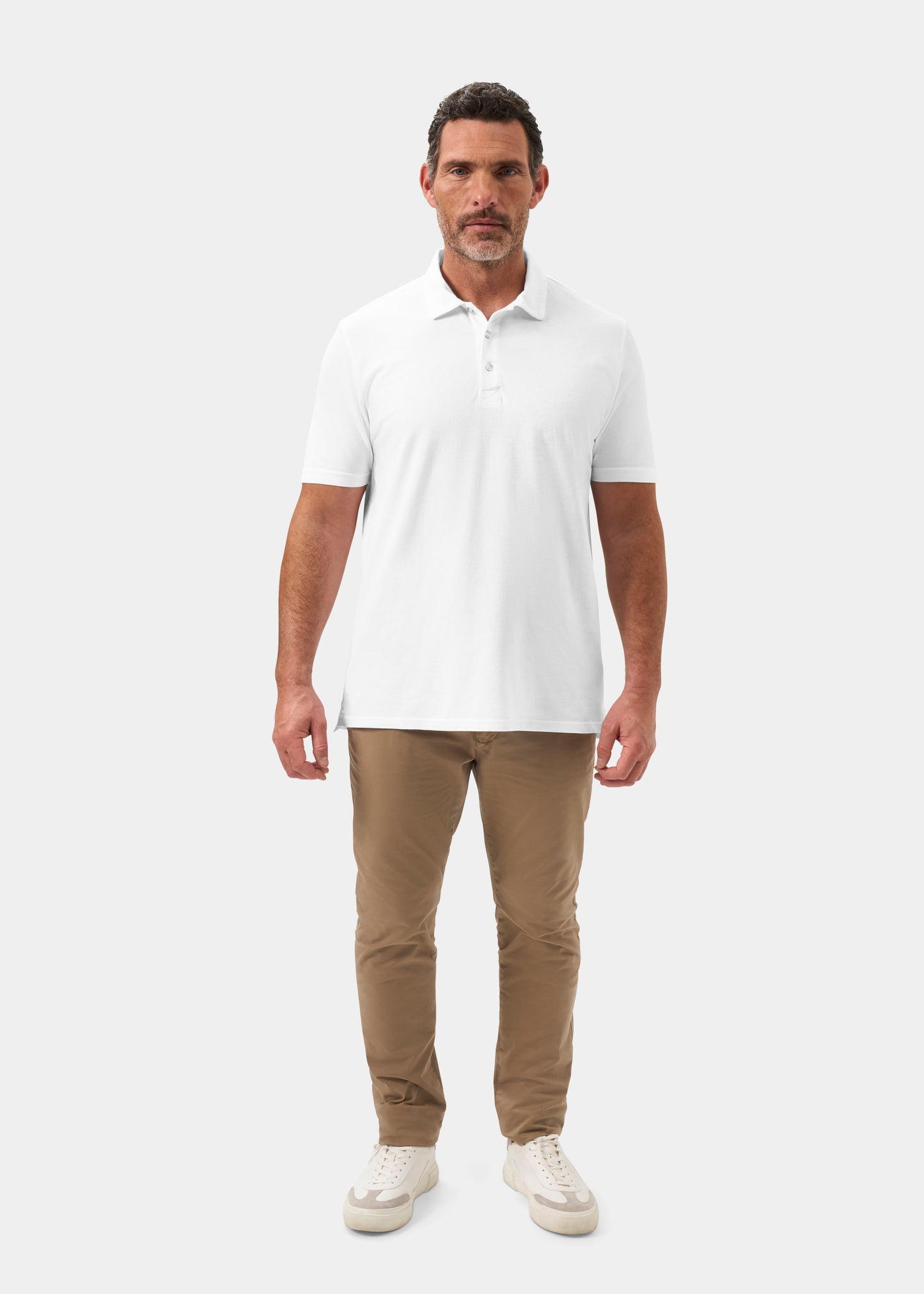 Men's Pique Cotton Polo Shirt in White