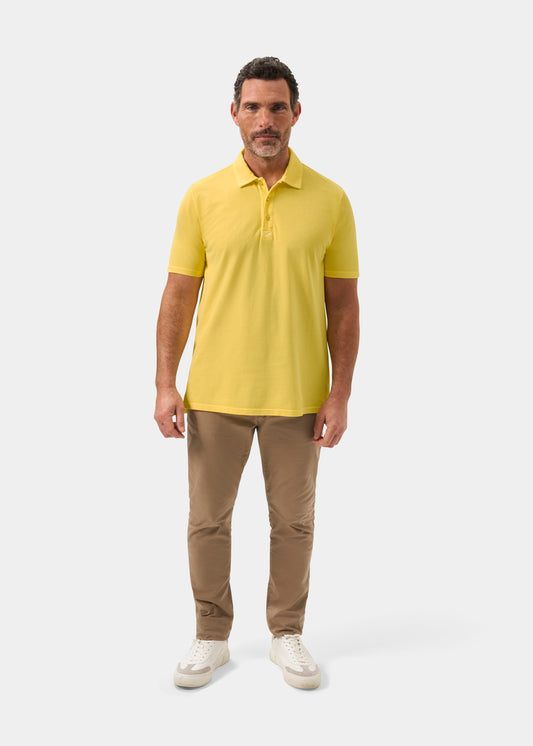 Men's Pique Cotton Polo Shirt in Yellow