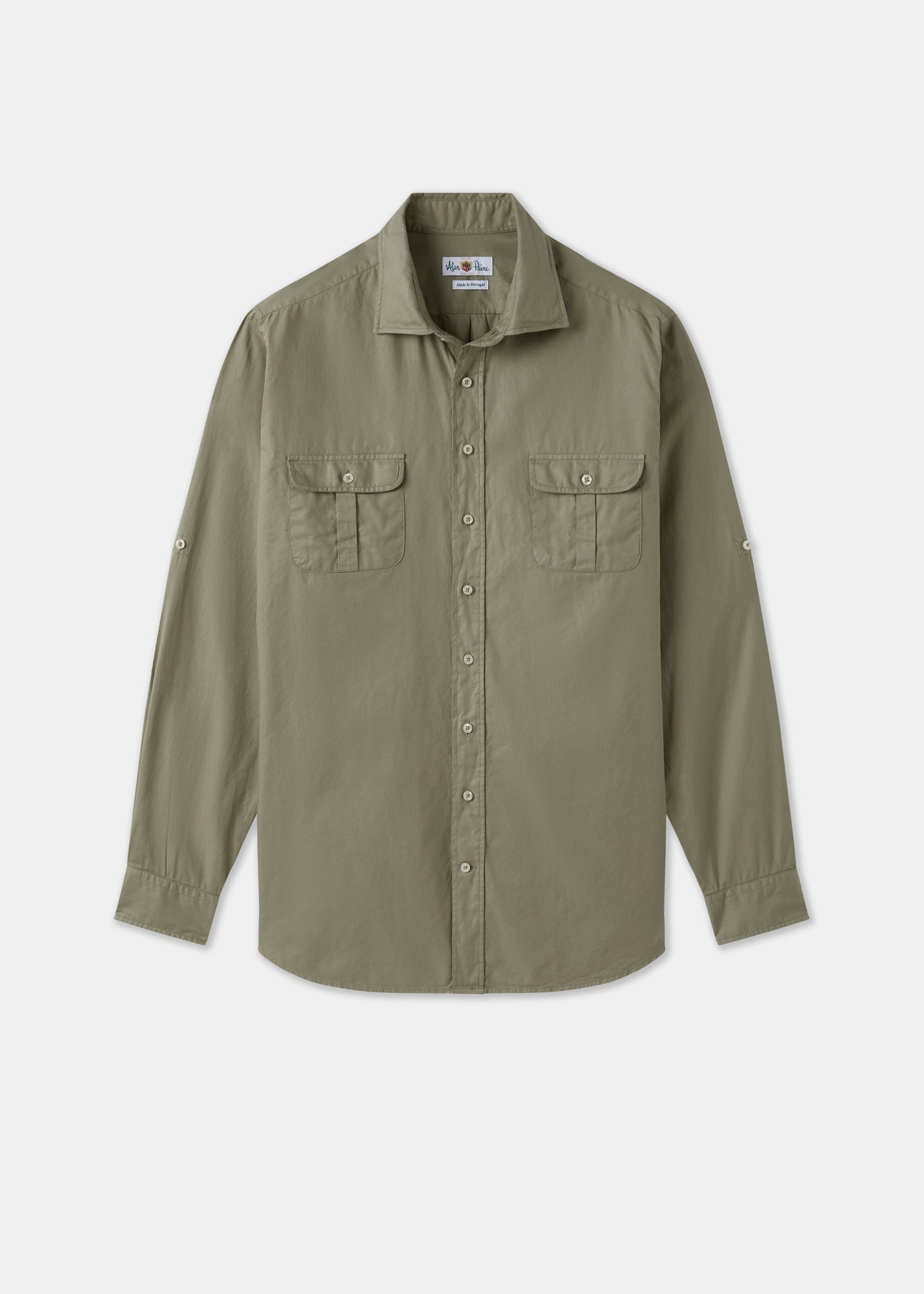 Mens Cotton Long Sleeve Shirt in Green